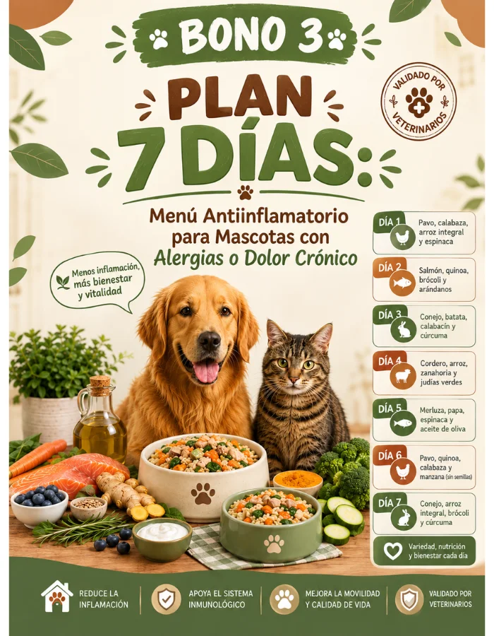 Planificador semanal de menú antiinflamatorio para mascotas